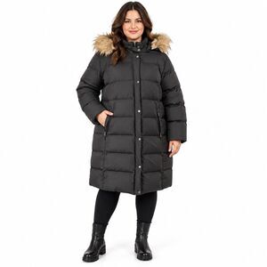 Lauren Ralph Lauren Down Puffer Coat Womens 3X Black Faux Fur Hood Long Parka